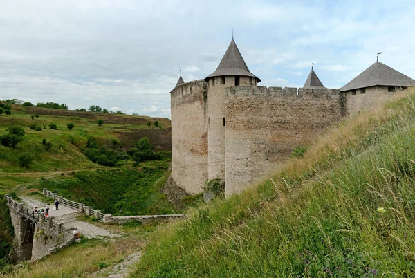 Fortaleza Khotyn Las Orillas Del Río Dniester Ucrania — Foto de Stock