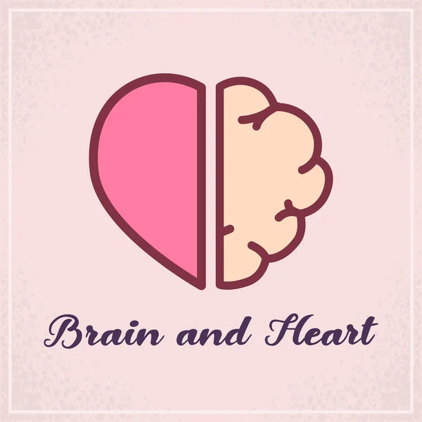 Corazón Cerebro Emociones Concepto Lógico — Vector de stock