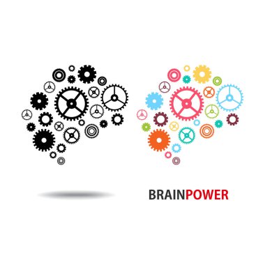 Beyaz arkaplanda tasarım kavramsal beyin, vektör illüstrasyonu