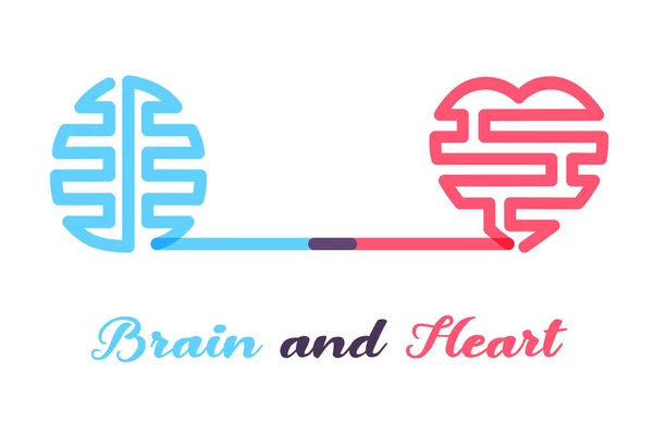 Coeur Cerveau Connectés Émotions Concept Logique — Image vectorielle