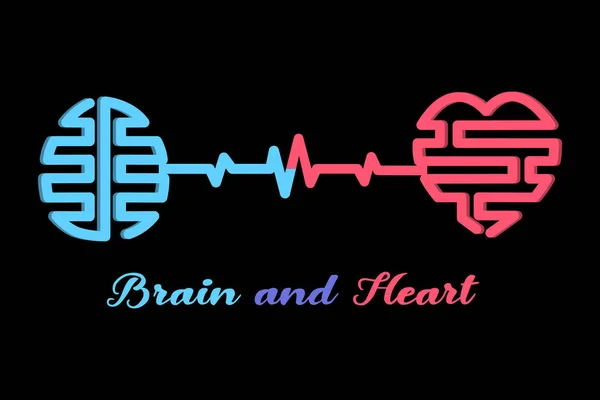 Coeur Cerveau Connectés Émotions Concept Logique — Image vectorielle