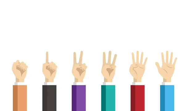 Geschäft Ein Bis Fünf Finger Zählen Zeichen Isoliert Auf Weißem — Stockvektor