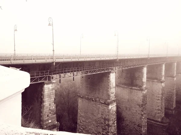 Puente Casco Antiguo Sobre Cañón Día Nublado Opaco Kamenets Podolsky — Foto de Stock