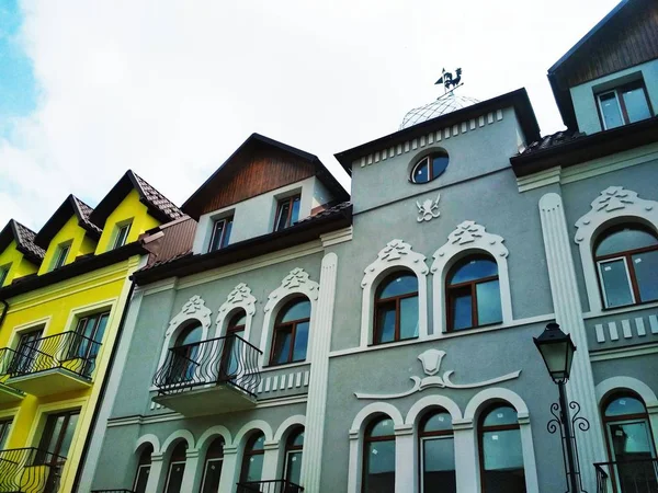 Pohled Fasády Budov Stylu Středověku Staré Město Kamenets Podolsky Ukrajina — Stock fotografie