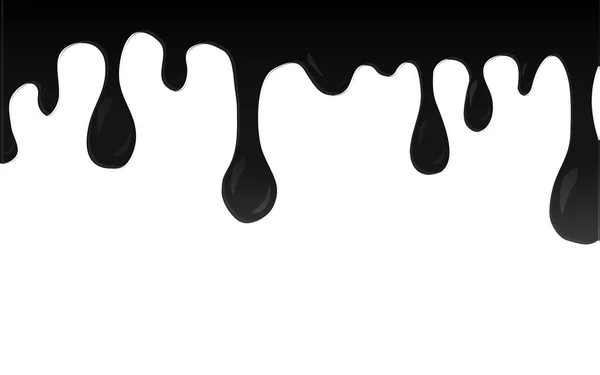 Óleo o pintura negra goteando sobre el fondo blanco — Vector de stock