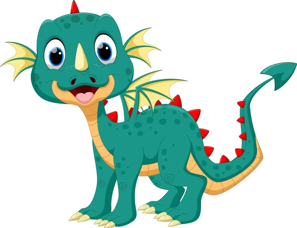 Lindo dragón de dibujos animados — Vector de stock