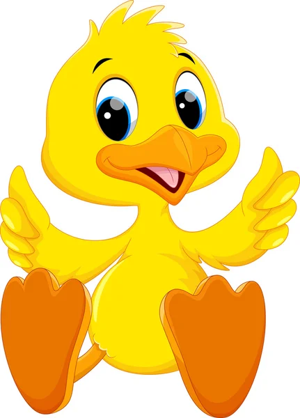 Mignon bébé canard dessin animé pouce — Image vectorielle