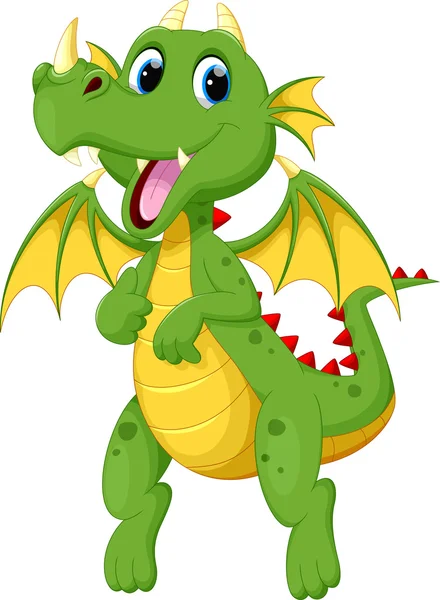 Милий зелений дракон мультфільм — стоковий вектор