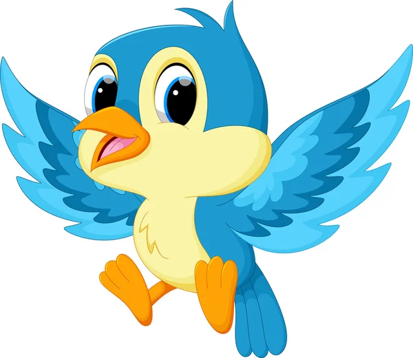 Lindo dibujo animado pájaro azul — Vector de stock