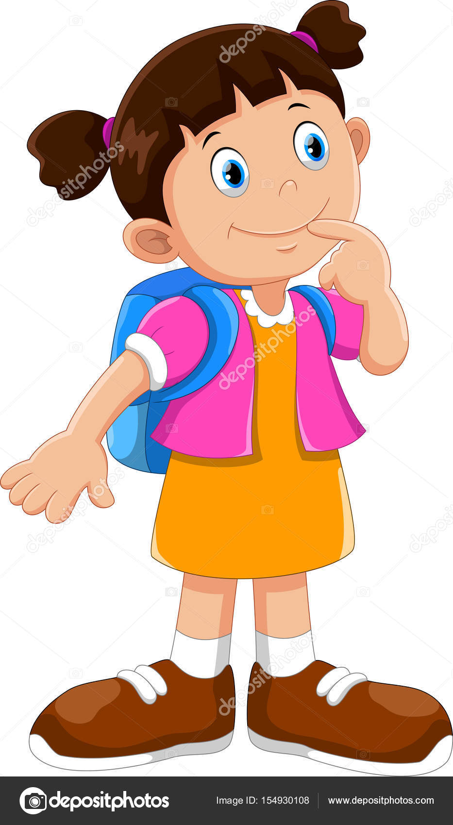 Cute school girl cartoon with backpack Stock Vector Image by ©irwanjos2