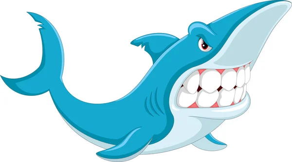 Vector Illustration of Angry shark cartoon — стоковый вектор