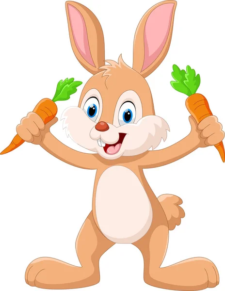 Милий маленький кролик тримає моркву — стоковий вектор