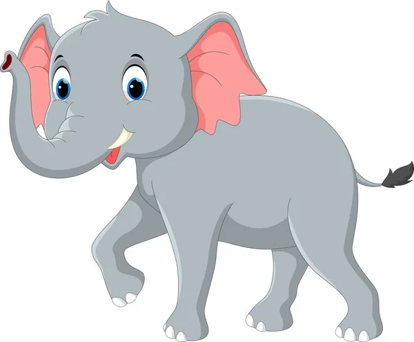 Joyeux dessin animé éléphant — Image vectorielle