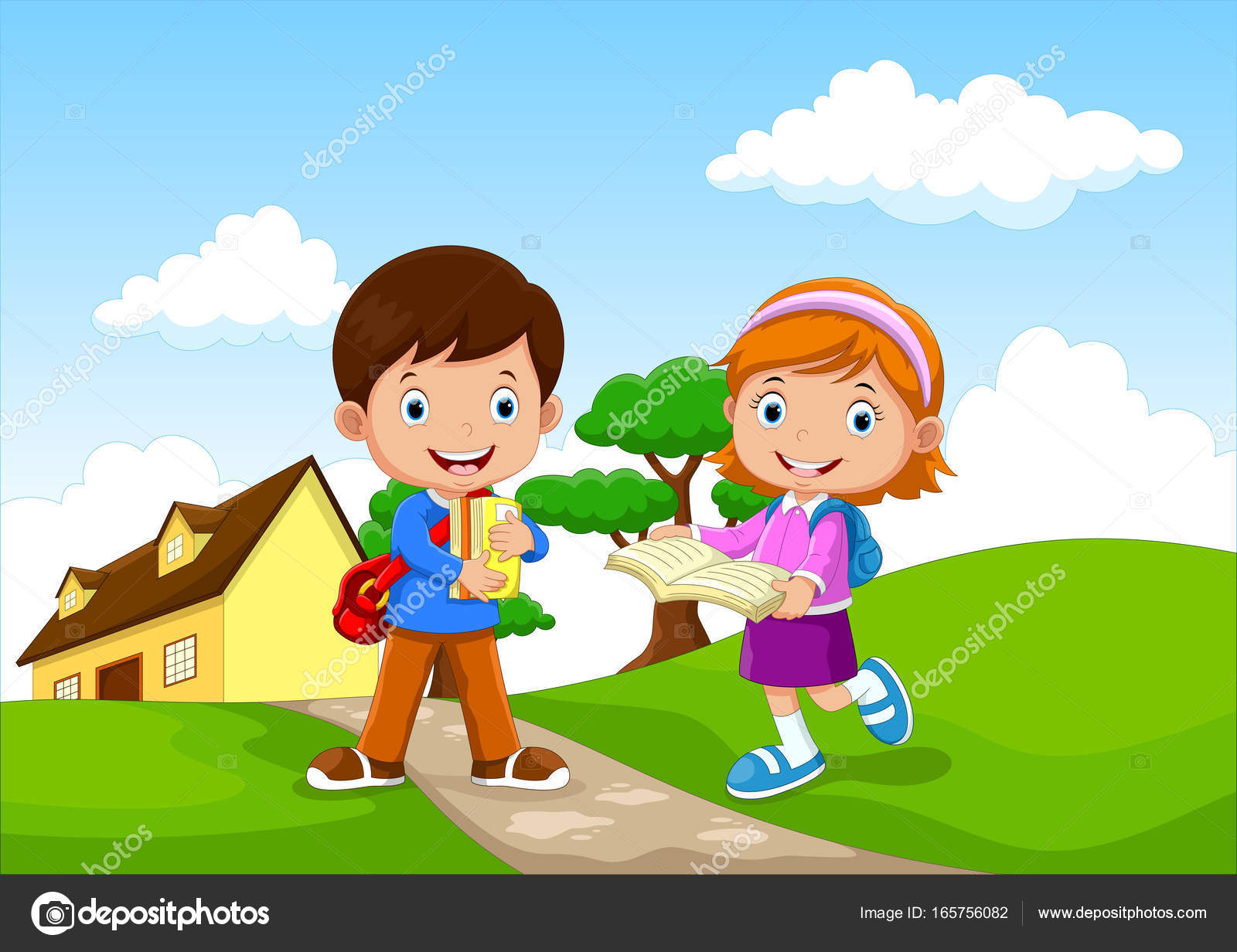 Happy School Kids Go To School Vector Image By C Irwanjos2 Vector Stock