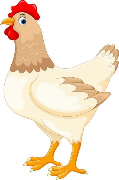 Cute cartoon hen isolated on white background — Stock Vector