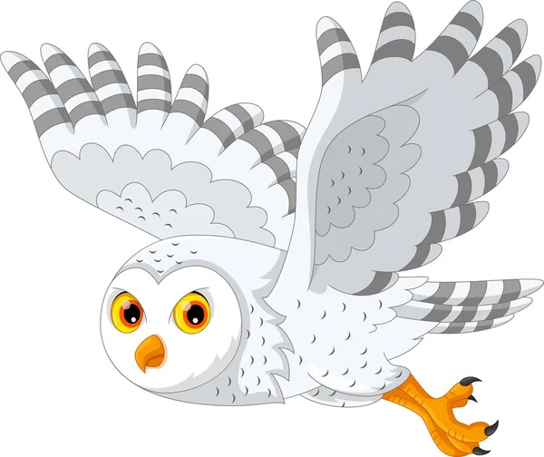 Cartoon snowy owl flying — Stock Vector