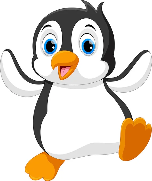 Söt baby pingvin cartoon — Stock vektor