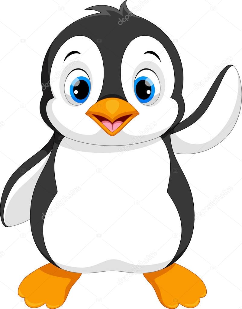 Download Niedliche Baby Pinguin Cartoon winken — Stockvektor ...