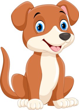 Sevimli küçük köpek çizgi film oturma