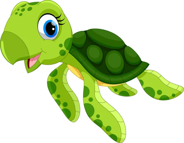 Vector Illustration Cute Turtle Cartoon Isolated White Background — Stock Vector