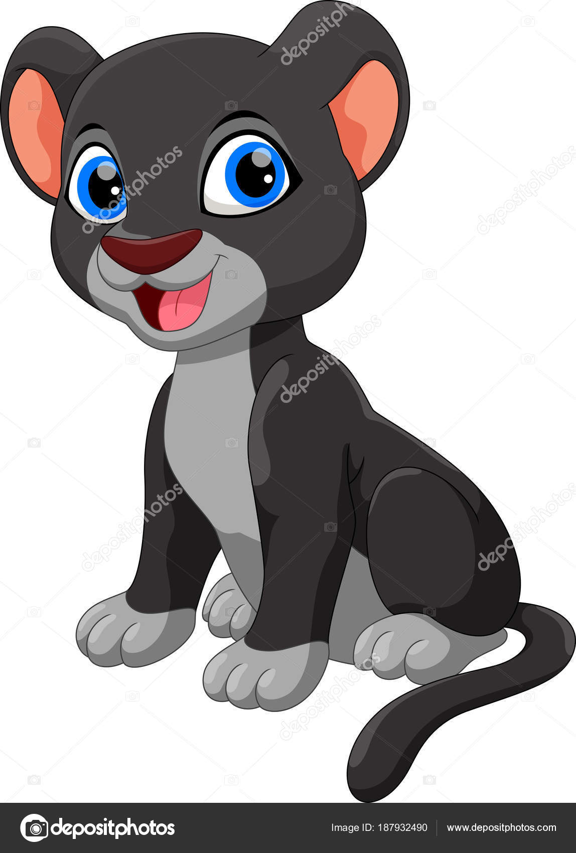 Cute Baby Black Panther Cartoon Sitting Isolated White Background Stock  Vector Image by ©irwanjos2 #187932490