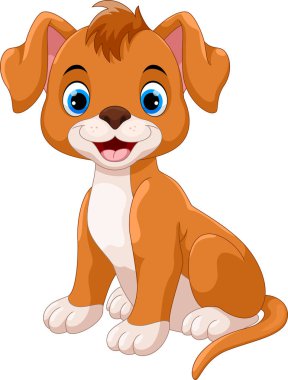 Beyaz arka plan üzerinde izole sevimli küçük köpek çizgi film 