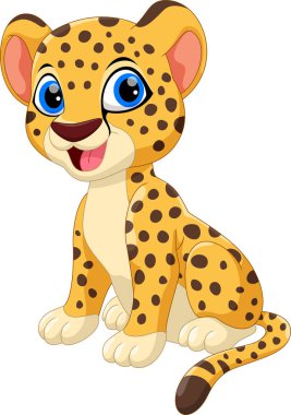 Beyaz arka plan üzerinde izole şirin bebek cheetah çizgi film 