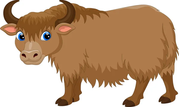 Mignon Yak Dessin Animé Isolé Sur Fond Blanc — Image vectorielle