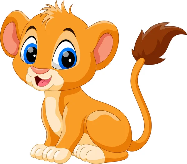 Schattig Baby Leeuw Cartoon — Stockvector