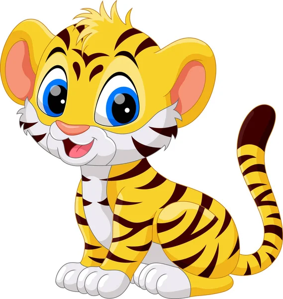 Bonito Bebê Tigre Desenhos Animados —  Vetores de Stock