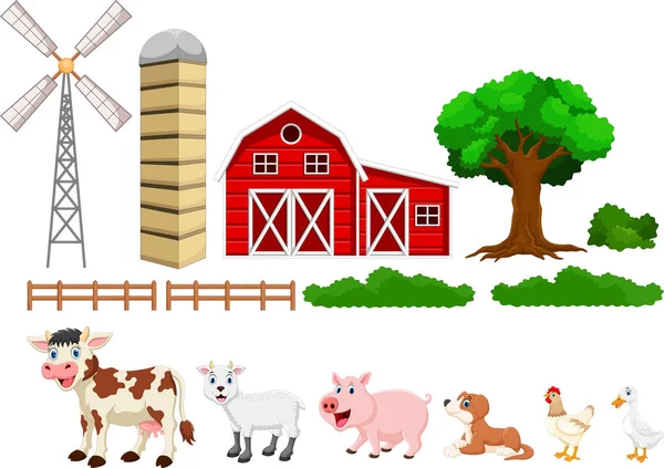 Illustration Von Bauernhof Isoliert Auf Weißem Hintergrund — Stockvektor
