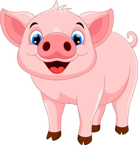 Vector Illustration Cute Pig Cartoon Isolated White Background — Stock Vector