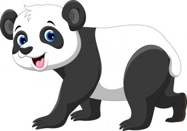 Sevimli panda beyaz arka plan üzerinde izole karikatür 