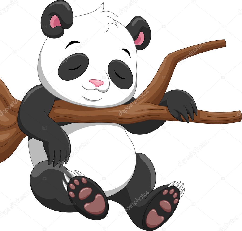 Download Cute Baby Panda Sleeping Branch — Stock Vector © irwanjos2 ...