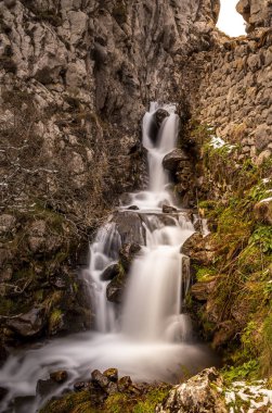 Somiedo, Asturias, İspanya 'da coşkulu bir doğa ile çevrili güzel şelaleler.