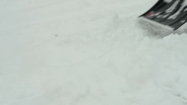 Cleaning snow with shovel — Stock Video