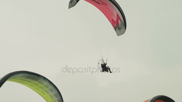 Parapentes en el cielo — Vídeos de Stock