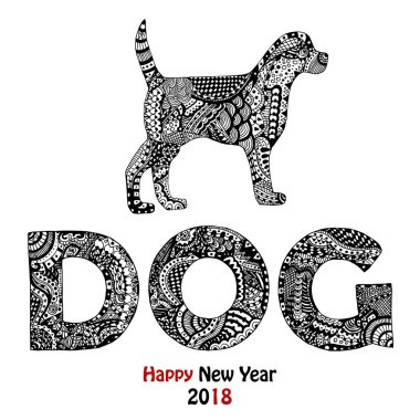 Hayvan ve köpek metni handdrawn kartı