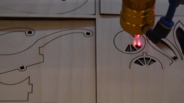 Wood laser cut machine at work — Stok video