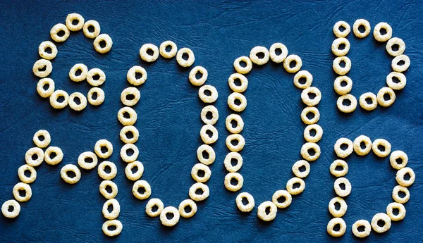 inscription good mood made of cereal rings
