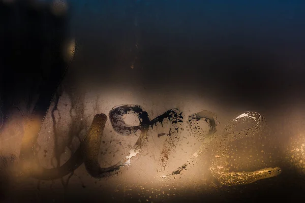 Amore Iscrizione Nebbia Celebrazione Vetro — Foto Stock