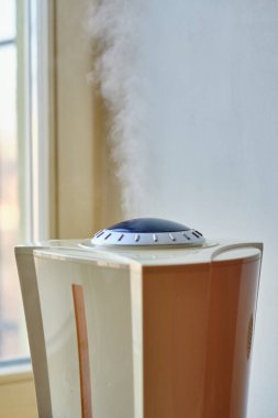 Odada çalışan nemlendiricinin yakın görüntüsü..