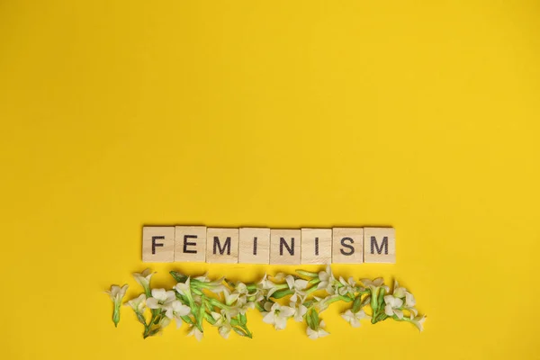 用于性骚扰概念的木制字母表上的女权主义 — 图库照片