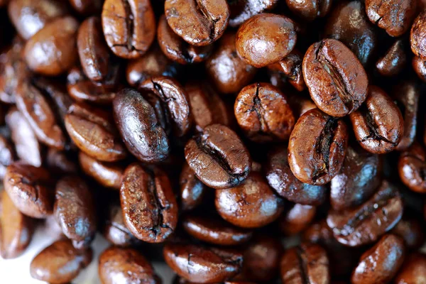Roasted Chocolate Coffee Beans Close Shot Background — Stock Photo, Image