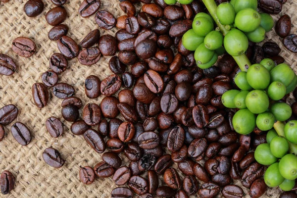 Yeşil Çiğ Kahve Çekirdekleri Kavrulmuş Kahve Çekirdekleri Yakın Çekim Arkaplanı — Stok fotoğraf