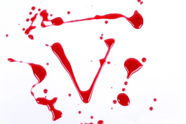 Impressão Sangrenta Sobre Fundo Branco Com Letras — Fotografia de Stock