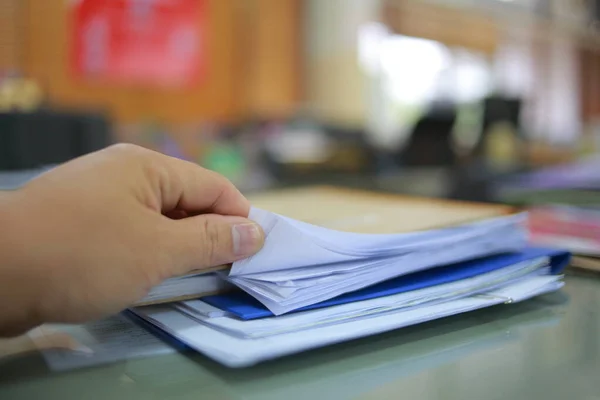 Paper Business Documents Unfinished Stacked Office Desk Archive Archive Analyzing — Stock Photo, Image