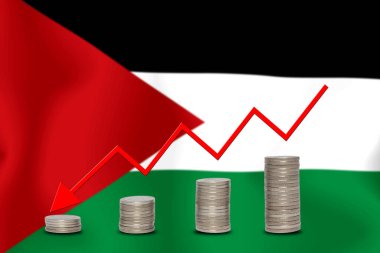 Konsept grafik Ekonomik düşüş Finans ve bayrak arkaplan muhasebe