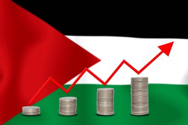konsept grafik Ekonomik iyileştirme Finans ve bayrak arka planda muhasebe
