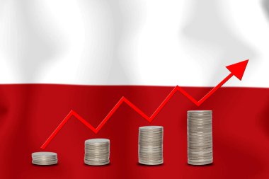 konsept grafik Ekonomik iyileştirme Finans ve bayrak arka planda muhasebe